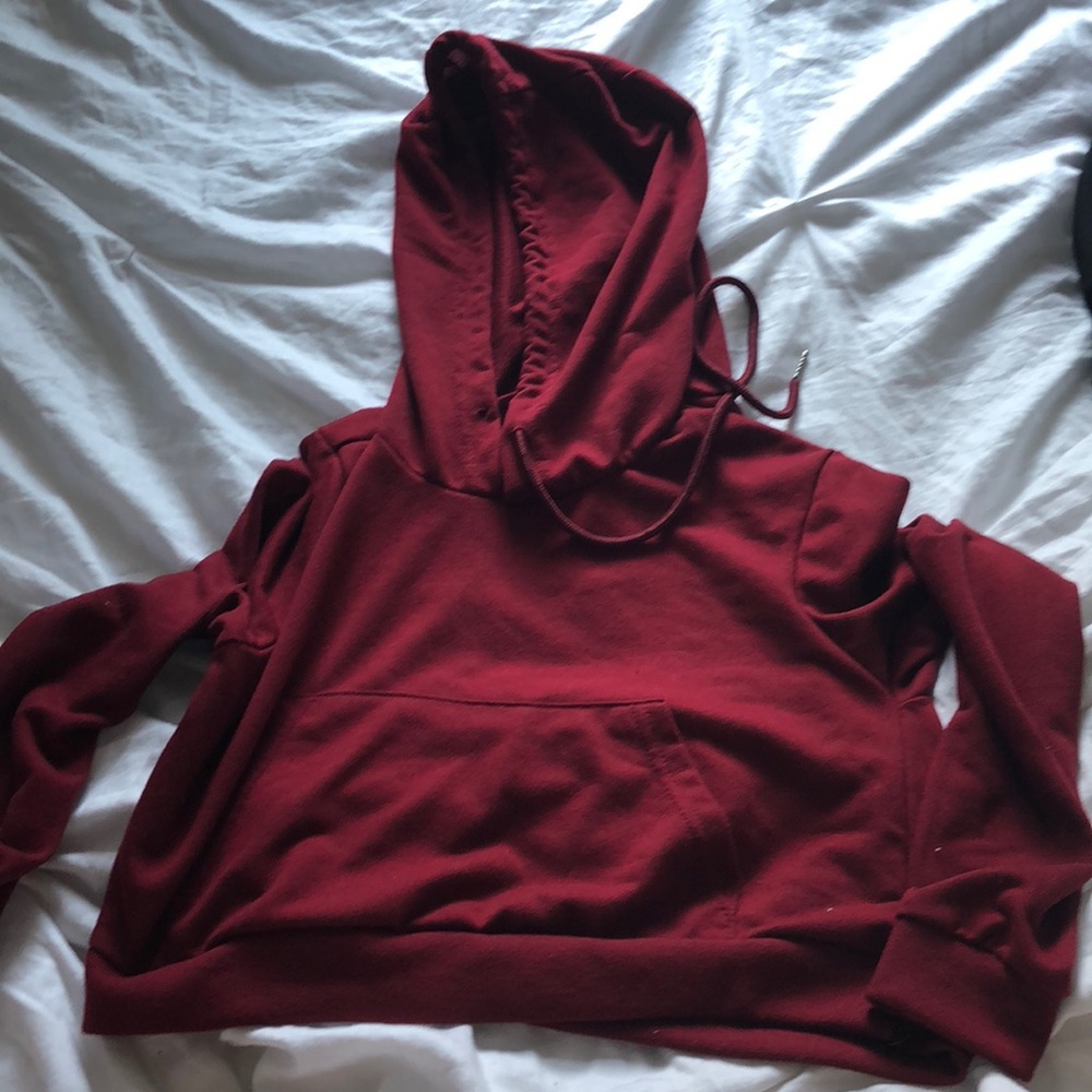 Red cropped hoodie